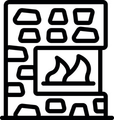 Fototapeta premium Fireplace burning with warm flames, providing cozy atmosphere during winter