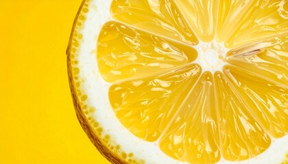 Lemon slice on yellow background, citrus freshness close-up&hellip;