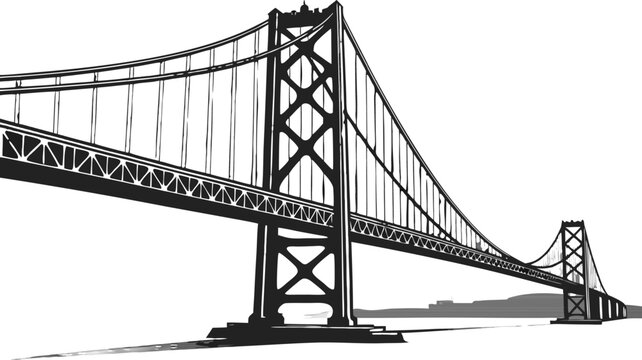 Black Gate Bridge landmark drawn in clean vector style, isolated format.