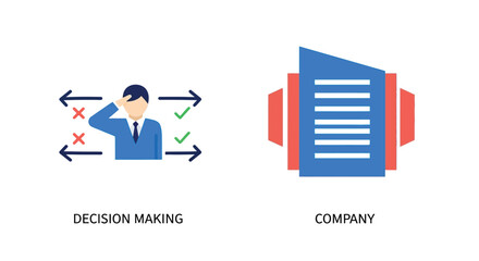 Vector illustration of decision making and company concept icons