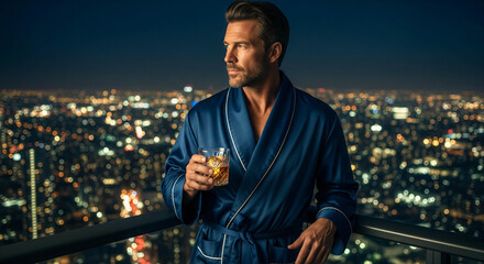 Man Enjoying Night City View