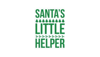 Fototapeta premium Green santa's little helper text with trees and rocketships on white