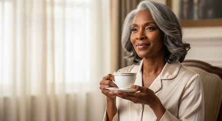 Woman Enjoying Morning Tea