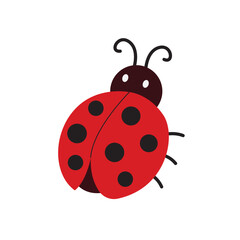 Obraz premium Ladybug icon in bright red and simple design. Suitable for children's books, logos, stickers, and educational materials for kids