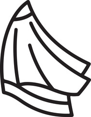 Minimalist black and white outline illustration of modern sailing boat or yacht speeding across water surface