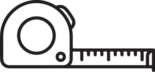 Measuring tape measure tool line drawing illustration construction home improvement carpentry equipment icon metric unit ruler