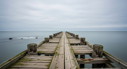 Wooden Pier on Calm Sea