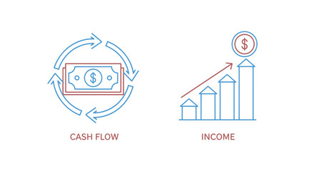 Vector illustration of cash flow and income growth icons