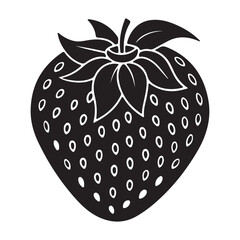Strawberry silhouette black vector icon
