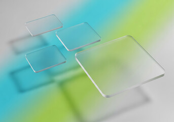 Frosted glass morphism 3d render with gradient background