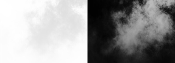 Monochromatic Fog effect with contrasting white and black background halves isolated on transparent background