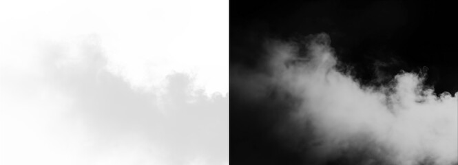 Black and white image featuring a Fog cloudlike formation against contrasting backgrounds isolated on transparent background