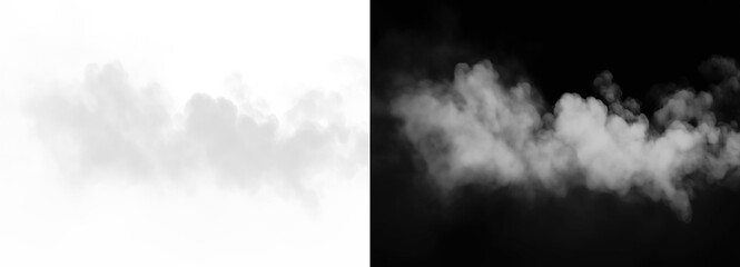 Fog on white and black background, a dualistic representation of vapor isolated on transparent background