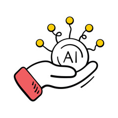 Creatively crafted modern icon of ai solutions in hand drawn style