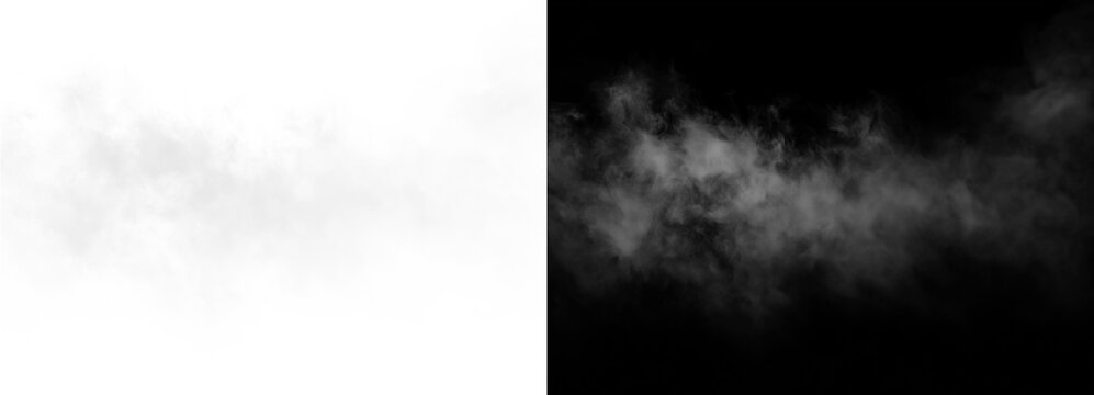 Fog Smoke effect on white and black background for compositing isolated on transparent background