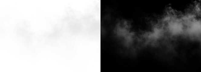 Fog or Smoke effect on a split background, half white and half black background isolated on transparent background
