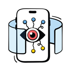 Futuristic AI vision device doodle icon, advanced digital perception