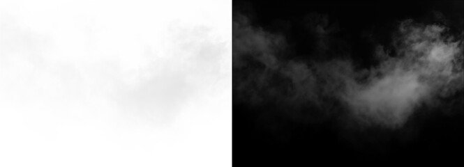 Fototapeta premium Smoke fog effect with white and black backgrounds isolated on transparent background