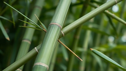 clacking. Bamboo stalks knocking together in the wind, close-up of intersecting canes. bar promotions, beverage menus, designed for product packaging and bar promotions, elevates brand perception.
