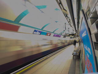 subway train in motion