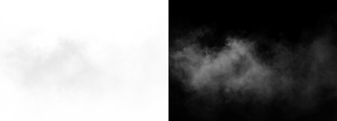 Fototapeta premium Smoke fog effect with white and black background, creating a dramatic contrast isolated on transparent background