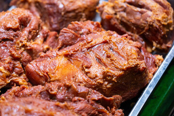Savory Marinated Meat Preparation: A Close-Up of Culinary Indulgence