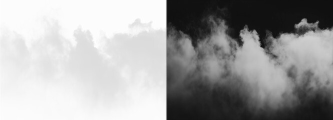 Monochrome fog on white and black background creating a dramatic contrast isolated on transparent background