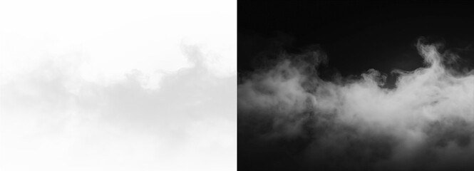 Fototapeta premium Fog effect on white and black background for design isolated on transparent background