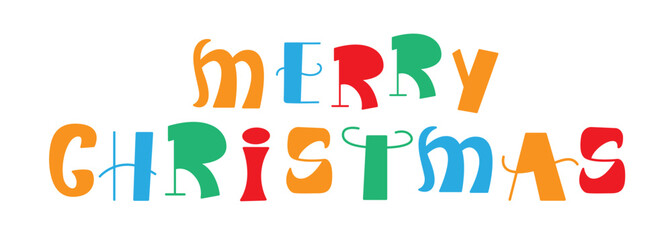 Merry Christmas Banner Art Deco Retro Lettering