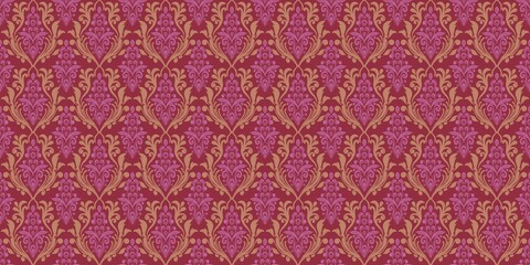 Damask Nature Pattern Background Illustration For Cover, Banner, Notes. Aesthetic Background. Damask Pattern Background. Seamless background. 
