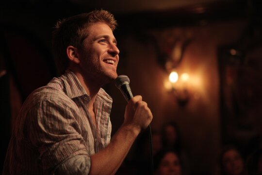 Endorphin Comedy Club: Endorphins perform at a comedy club, inducing laughter and joy in the muscles.