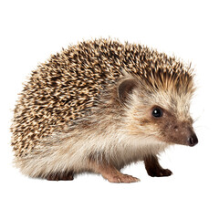 Obraz premium Hedgehog standing and looking at camera with transparent background