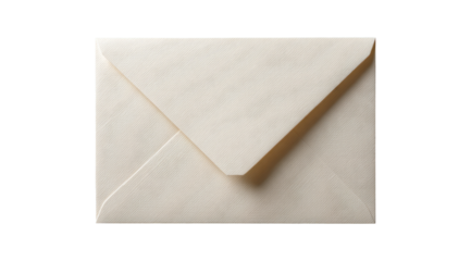 Blank cream-colored envelope, top view