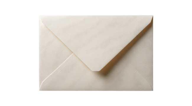 Blank cream-colored envelope, top view