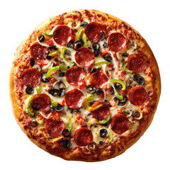 Delicious pepperoni pizza with veggies on a crispy crust