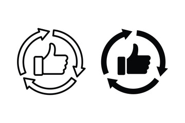 Feedback loop icon with thumbs up and arrow. Like vector icon. Vector icon for feedback