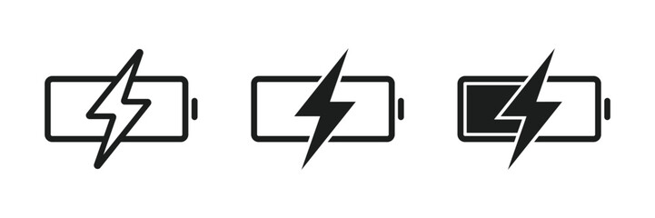 Battery charge level icons. Battery power level pictograms. Battery charge indicator. Battery icon.