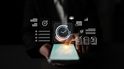 Concept of time management and productivity. Using tools like calendars and checklists to schedule tasks, set goals, and meet project deadlines for business efficiency. Fermion