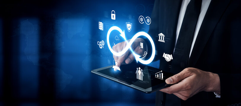 The infinity concept represents limitless innovation, creative growth, and embracing endless business opportunities for future advancement. Vouch