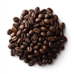Roasted coffee beans piled high