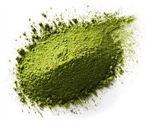 Pile of bright green matcha powder scattered