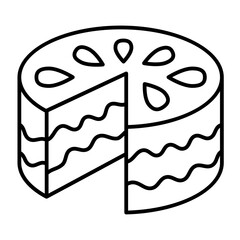 Napoleon cake thin line icon, desert sweets concept. Vector graphics. Sliced puff pastry, delicious cake sign on white background, style icon mobile or web design.