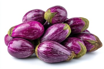 Purple striped eggplants clustered