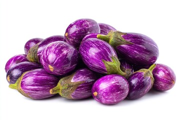 A pile of small, purple eggplants