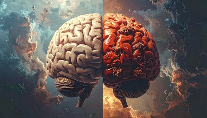 Brain Health A Conceptual Visual of Healthy vs