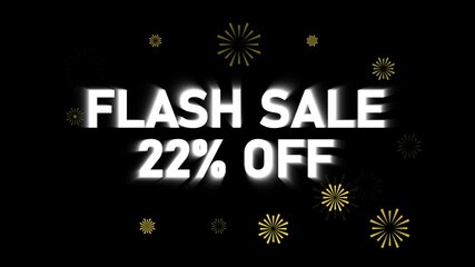 Flash Sale 22 Percent Off With Yellow Firework Bursts On Black Background discount promotion