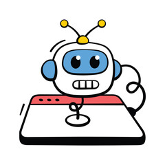 Cute robot chatbot used for AI conversation and automation, trendy icon