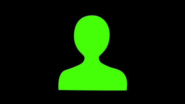 Isolated Generic Grey Profile Silhouette Avatar Placeholder. neon line profile icon animation on black background.4k