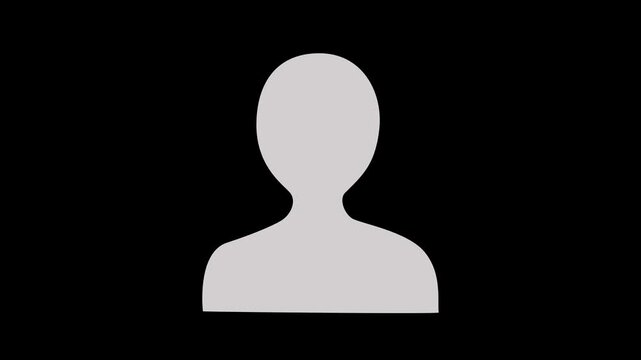 Isolated Generic Grey Profile Silhouette Avatar Placeholder. neon line profile icon animation on black background.4k