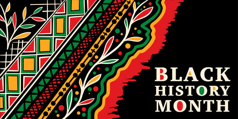 Hand drawn black history month background with pattern